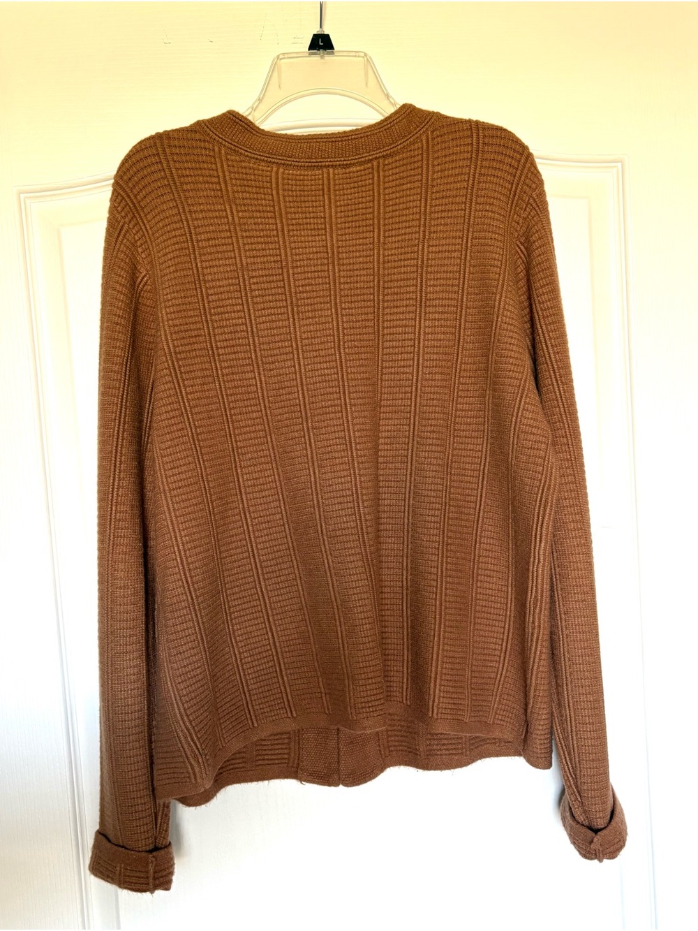 Cyrus Camel Brown Ribbed Button-Top Sweater Size L - Picture 2 of 5